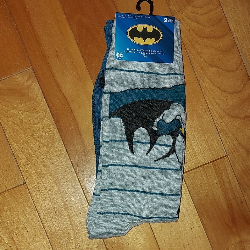 DC Batman Teal and Gray Men's Casual Socks - Picture 1 of 2